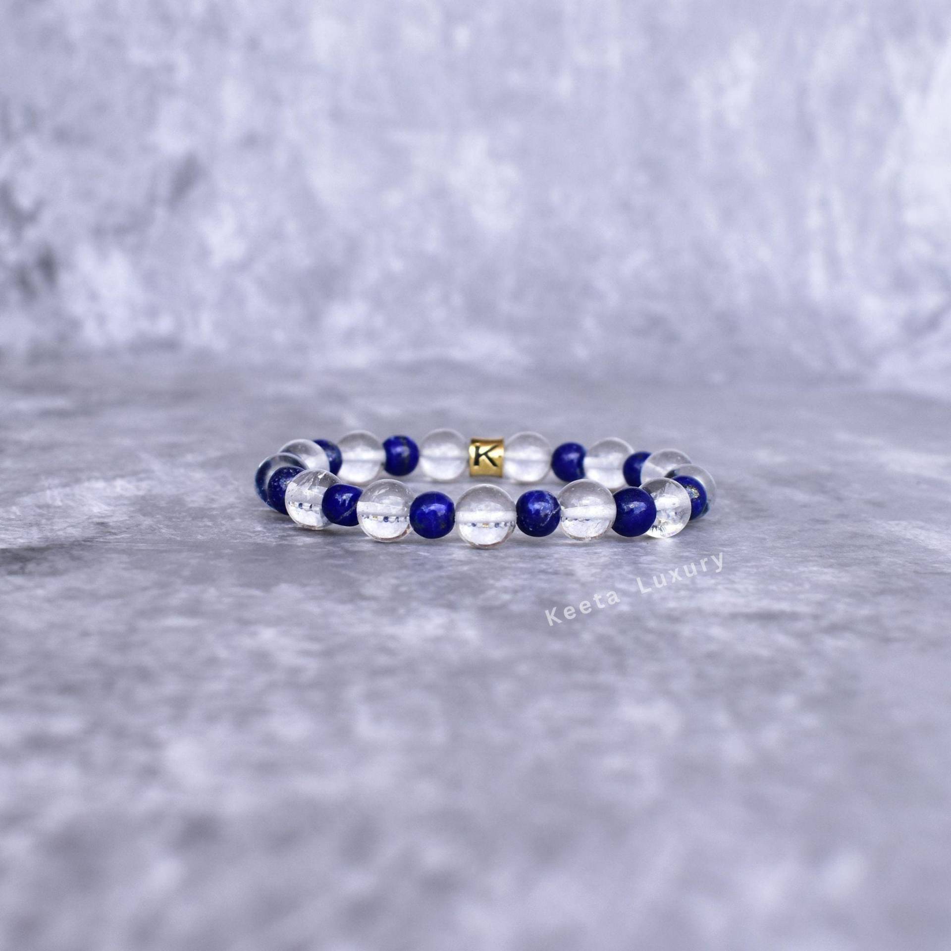 Natürliches Lapislazuli & Bergkristall Perlen Armband Dehnbares Armband Für Frauen Heilstein Einzigartige Geschenkideen von KeetaLuxury