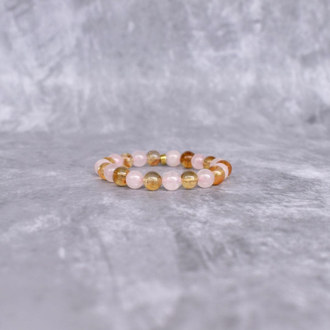 Natürliches Rosenquarz & Citrin Perlen Armband Dehnbares Unisex Mit Zwei Edelsteinen Heilender Kristall Schmuck Einzigartige Geschenkideen von KeetaLuxury