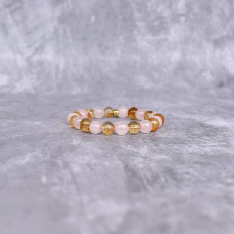 Natürliches Rosenquarz & Citrin Perlen Armband Dehnbares Unisex Mit Zwei Edelsteinen Heilender Kristall Schmuck Einzigartige Geschenkideen von KeetaLuxury