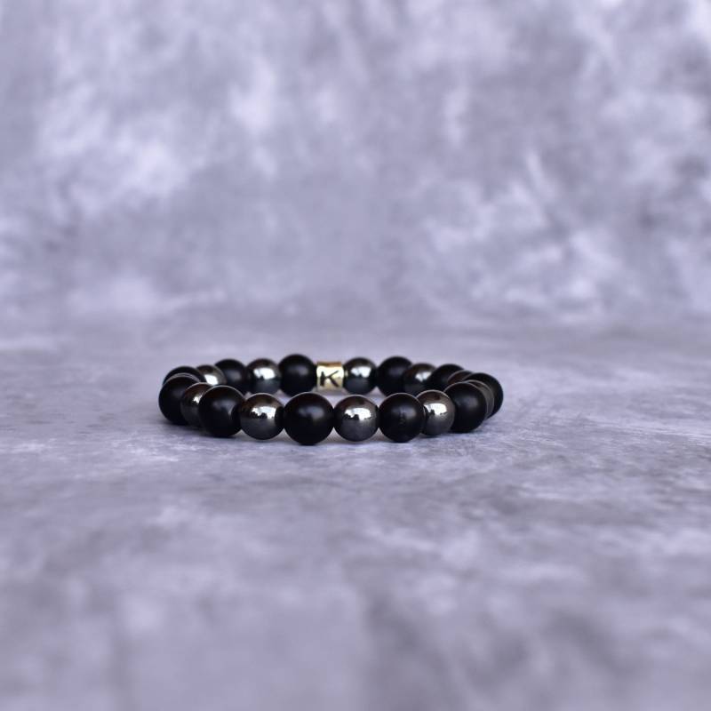 Natürliches Schwarzes Onyx & Hämatit Armband Heilende Edelsteine Perlen Edelstein Dehnbares Für Männer Einzigartige Geschenke Ihn von KeetaLuxury