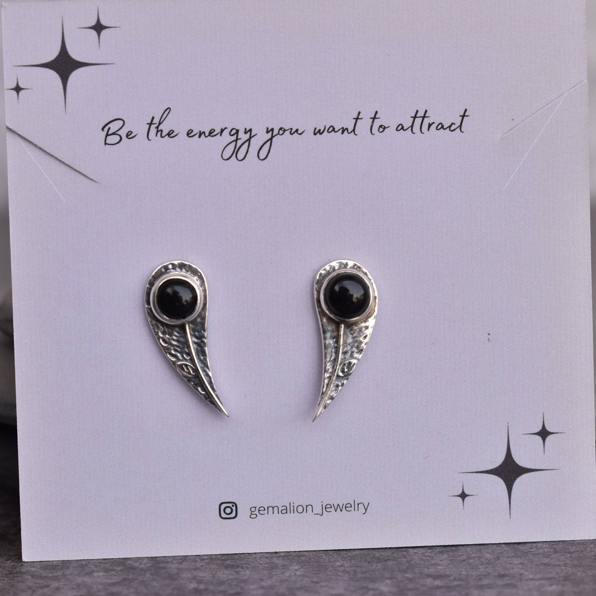 Natur Inspiriert Schwarze Onyx Ohrringe Edelstein Blatt Ohrstecker Für Frauen Brautjungfer Geschenke von KeetaLuxury