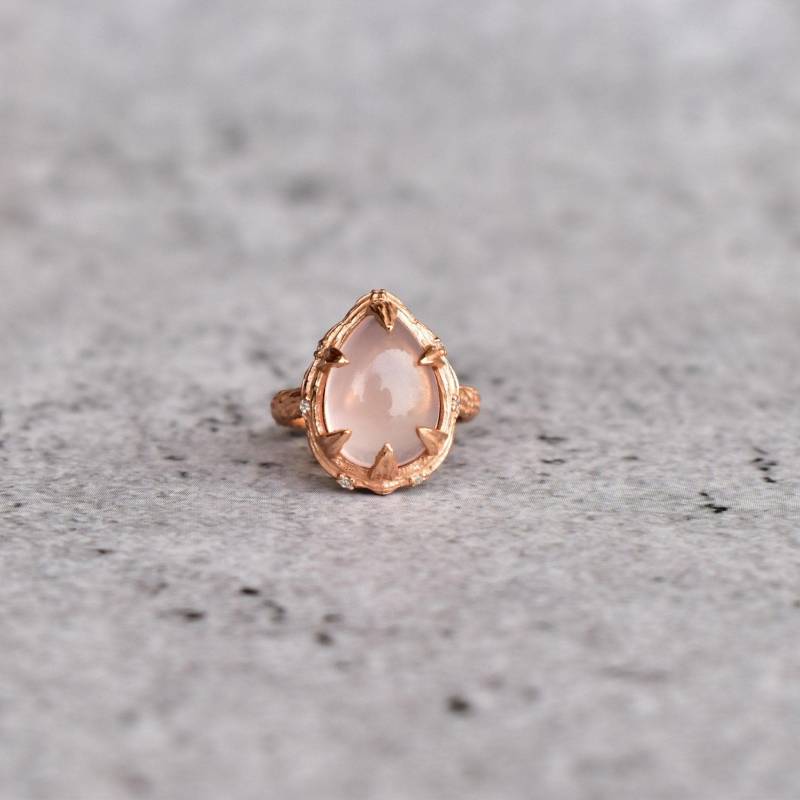 Riesiger Birnen Rosenquarz Verlobungsring Rosaquarz Statement Ring Roségold Ring Für Den Anfang Ehering Brautjungfer Geschenk Geschenk Sie von KeetaLuxury