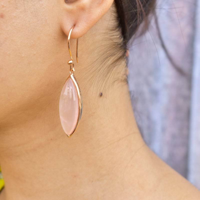 Rosenquarz Lange Ohrringe, Rosa Quarz Baumeln Ohrring, Heilstein Der Liebe Ohrringe Geschenk Für Geliebte, Edelstein Mutter von KeetaLuxury
