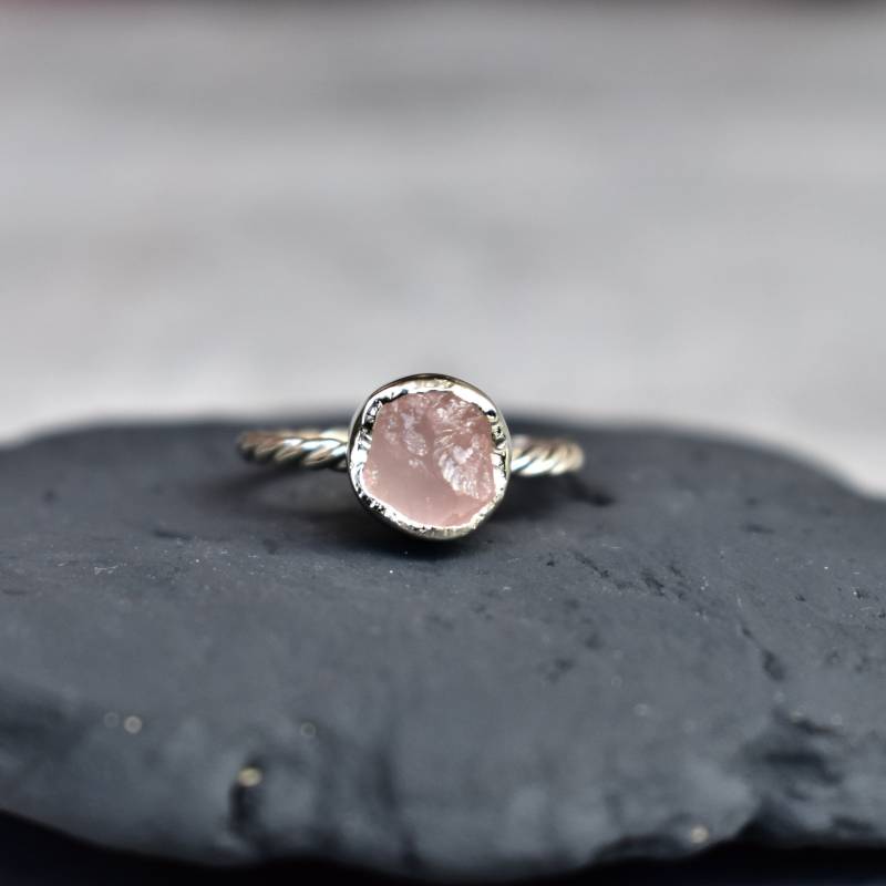 Rosenquarz Ring Edelstein Sterling Silber Boho Geschenk Für Sie von KeetaLuxury