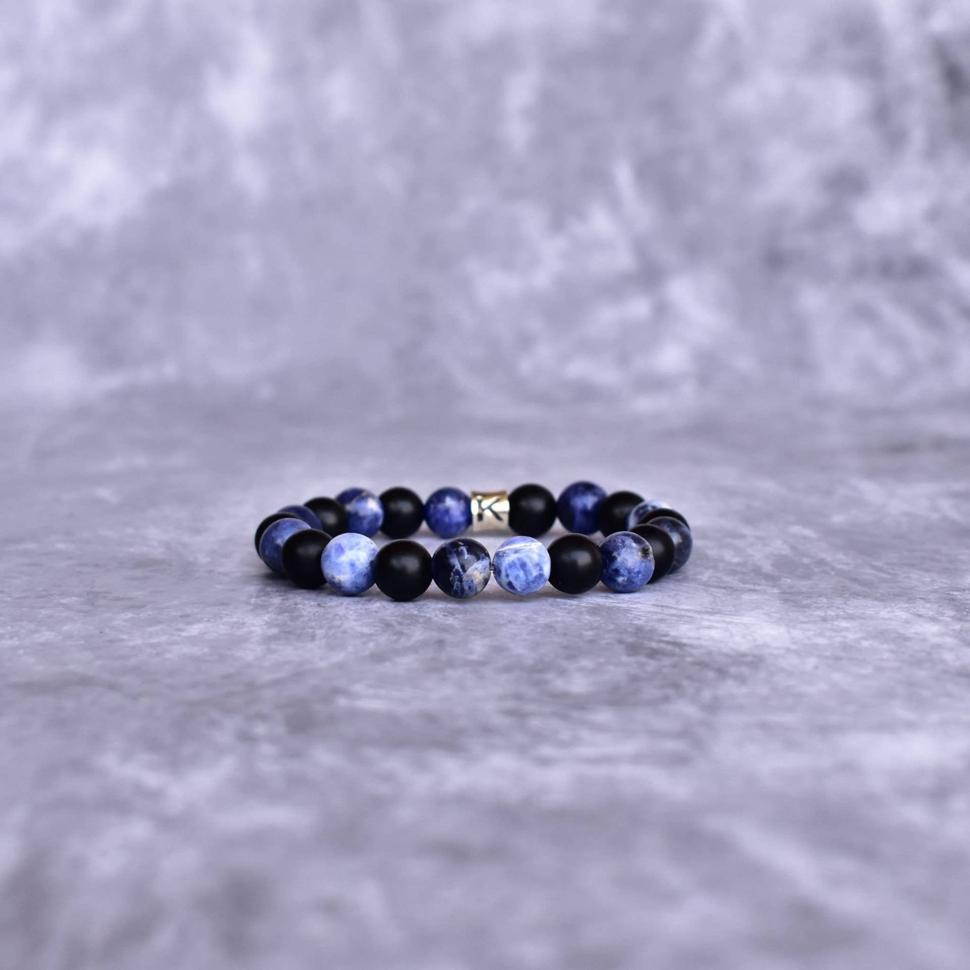 Sodalith Und Onyx Perlen Armband Dehnbares Armband Mit Zwei Steinen Für Männer Einzigartiges Freundschaftsarmband von KeetaLuxury