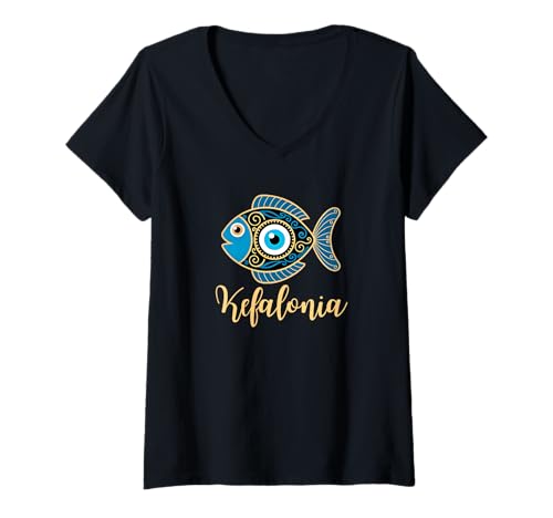 Damen Kefalonia Griechenland Souvenir/Kefalonia T-Shirt mit V-Ausschnitt Damen Kefalonia Griechenland Souvenir/Kefalonia T-Shirt mit V-Ausschnitt von Kefalonia Souvenir Store