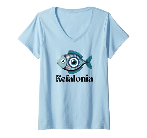 Damen Kefalonia Griechenland Souvenir/Kefalonia T-Shirt mit V-Ausschnitt Damen Kefalonia Griechenland Souvenir/Kefalonia T-Shirt mit V-Ausschnitt von Kefalonia Souvenir Store