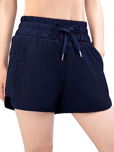 Kefiyis Badeshorts Damen Hohe Taille Badehose Damen Schnell Trocknende Schwimmshorts Bauchkontrolle Boardshorts mit Taschen von Kefiyis