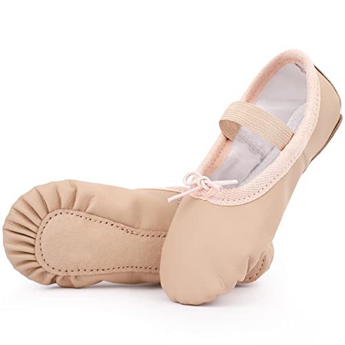 Kefiyis Ballettschuhe Mädchen Ballettschläppchen Mädchen Leder Ballettschuhe Damen Tanzschuhe Mädchen Kinder von Kefiyis