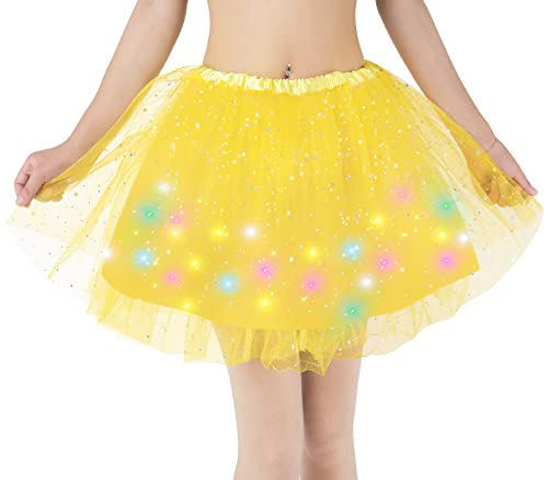 Kefiyis Tüllrock Damen LED Tütü Erwachsene Teenager Tutu Party Ballett Tanzen Fancy Dress Halloween Kostüm von Kefiyis