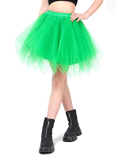 Kefiyis Tüllrock Damen Tütü Karneval Party Tutu Kurz 50er Rockabilly Petticoat Ballet Halloween Fasching Cosplay Tanzkleid Kostüm Grün von Kefiyis