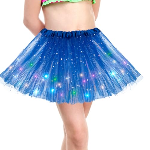 Kefiyis Tüllrock Kinder Mädchen Tütü LED Lichterkette Tutu für Ballett Halloween Karneval Party Tanzen Fancy Dress Blau von Kefiyis