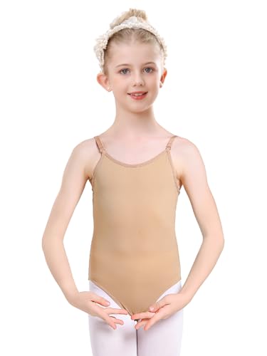 Kefiyis Turnanzug Mädchen Ballett Trikot Damen Nude Ballettanzug Tanzbody Nahtlose Unterwäsche für Ballettkleidung Tanzkleidung mit Verstellbaren Trägern XS von Kefiyis