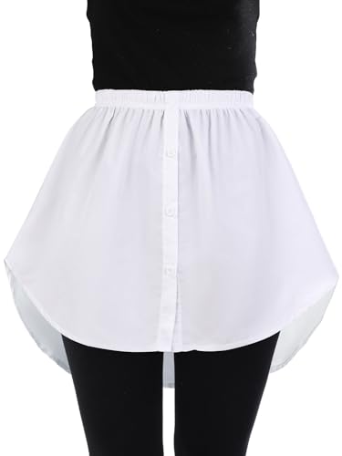 Kefiys Blusenrock Hemdverlängerung Damen Bluse Rock Blusenverlängerung Shirt Verlängerung Hemdrock Unterrock mit Knöpfen(Weiß L) von Kefiyis