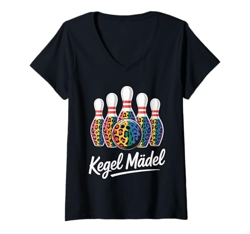 Damen Kegel Mädel Bowling Kegelbahn Spaß T-Shirt mit V-Ausschnitt Damen Kegel Mädel Bowling Kegelbahn Spaß T-Shirt mit V-Ausschnitt von Kegeln Kegelbahn Bowling Freizeitspaß