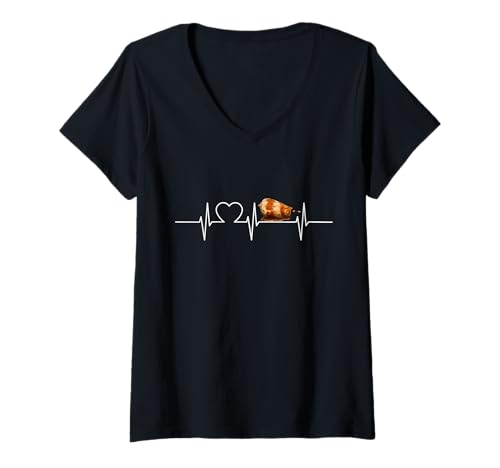 Damen Kegelschnecken Kegelschnecke Herzschlag T-Shirt mit V-Ausschnitt Damen Kegelschnecken Kegelschnecke Herzschlag T-Shirt mit V-Ausschnitt von Kegelschnecken Kegelschnecke Tier Shop