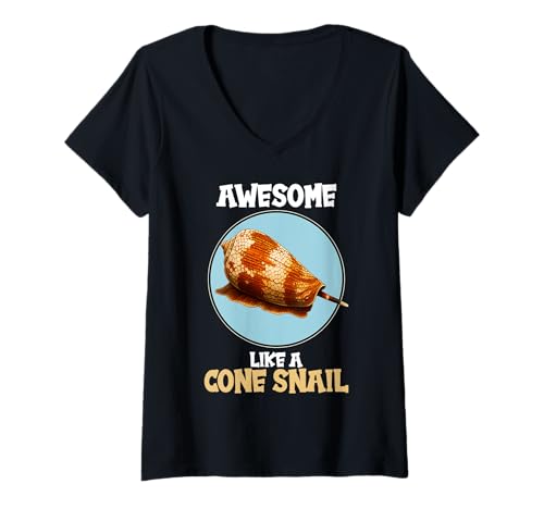 Damen Kegelschnecken Kegelschnecke T-Shirt mit V-Ausschnitt Damen Kegelschnecken Kegelschnecke T-Shirt mit V-Ausschnitt von Kegelschnecken Kegelschnecke Tier Shop