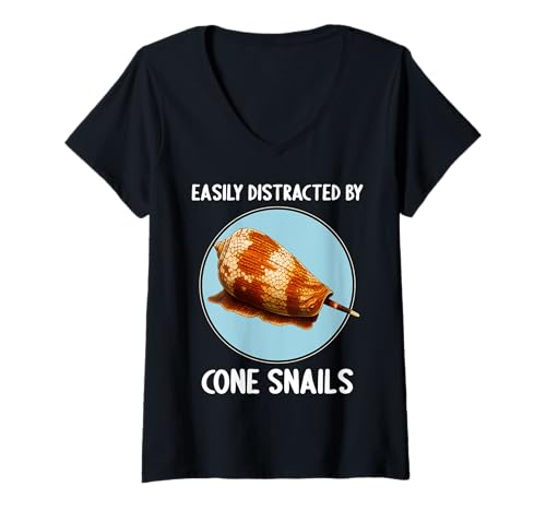 Damen Kegelschnecken Kegelschnecke T-Shirt mit V-Ausschnitt Damen Kegelschnecken Kegelschnecke T-Shirt mit V-Ausschnitt von Kegelschnecken Kegelschnecke Tier Shop
