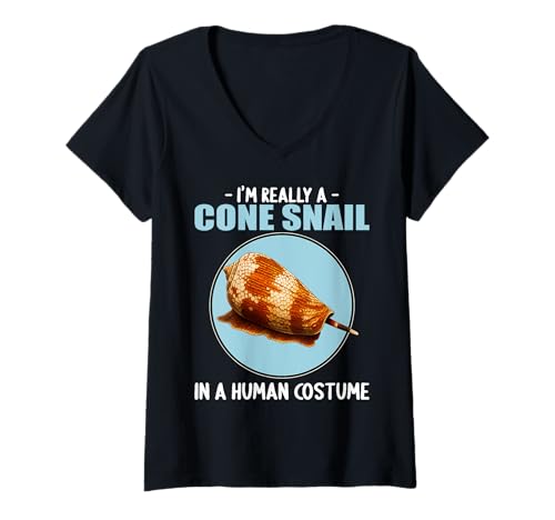 Damen Kegelschnecken Kegelschnecke T-Shirt mit V-Ausschnitt Damen Kegelschnecken Kegelschnecke T-Shirt mit V-Ausschnitt von Kegelschnecken Kegelschnecke Tier Shop