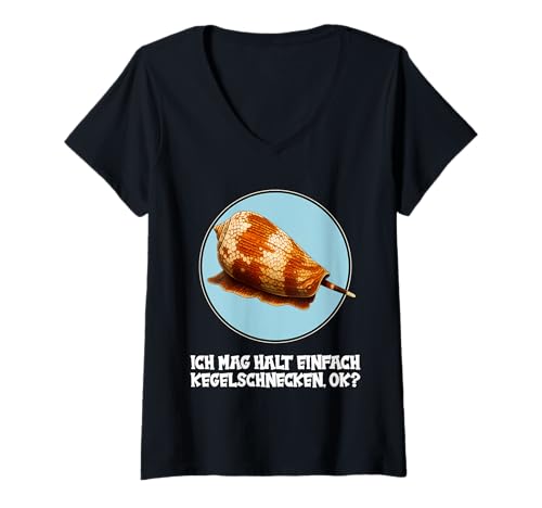 Damen Kegelschnecken Kegelschnecke T-Shirt mit V-Ausschnitt Damen Kegelschnecken Kegelschnecke T-Shirt mit V-Ausschnitt von Kegelschnecken Kegelschnecke Tier Shop