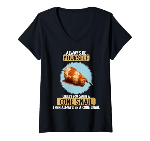 Damen Kegelschnecken Kegelschnecke T-Shirt mit V-Ausschnitt Damen Kegelschnecken Kegelschnecke T-Shirt mit V-Ausschnitt von Kegelschnecken Kegelschnecke Tier Shop