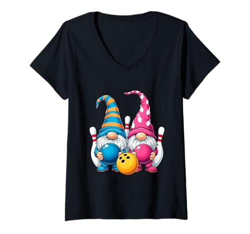 Damen Bowlingspaß Mit Zwergen T-Shirt mit V-Ausschnitt Damen Bowlingspaß Mit Zwergen T-Shirt mit V-Ausschnitt von Kegelspaß Zwergenfreunde Bowling