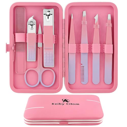Pinzetten Set für Gesichtsbehaarung Frauen, 8Pcs Präzision Augenbraue Pinzette Nagelknipser Set Augenbraue Zupfer Männer für Eingewachsene Haare Entfernung von Keiby Citom