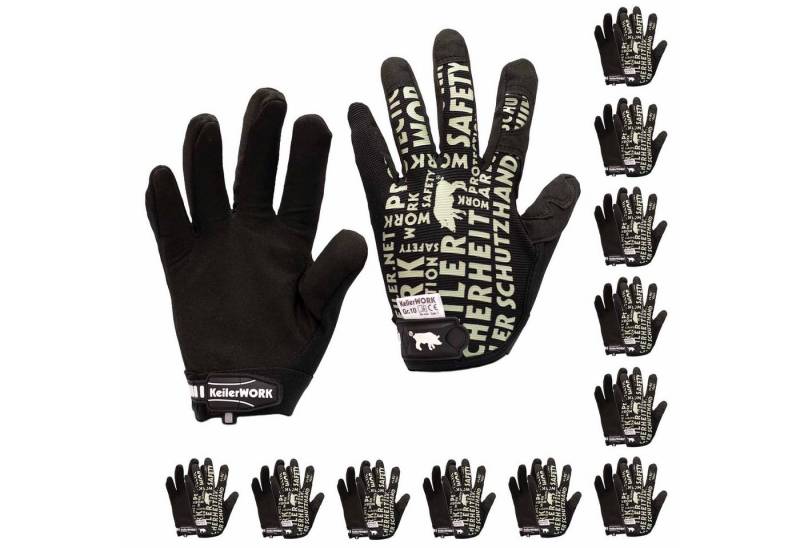 Keiler Forst Mechaniker-Handschuhe Work 12 Paar, Garten- & Arbeitshandschuh Klettverschluss (Spar-Set) von Keiler Forst