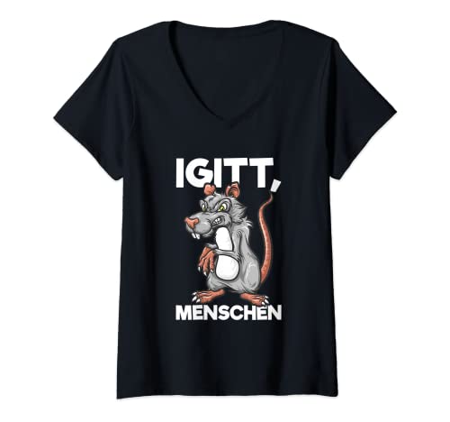 Damen Igitt Menschen Ratte Lustiges Spruch T-Shirt mit V-Ausschnitt Damen Igitt Menschen Ratte Lustiges Spruch T-Shirt mit V-Ausschnitt von Kein Bock Auf Menschen Sprüche Kleidung