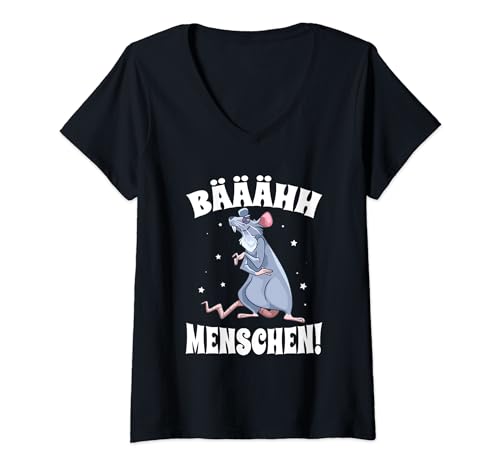 Damen Bääähh Menschen Ratte Lustiges Ekel Spruch T-Shirt mit V-Ausschnitt Damen Bääähh Menschen Ratte Lustiges Ekel Spruch T-Shirt mit V-Ausschnitt von Kein Bock Auf Menschen Sprüche