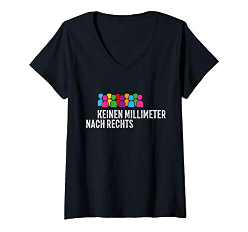 Damen Deutschland ist bunt - Keinen Millimeter nach rechts T-Shirt mit V-Ausschnitt von Kein Millimeter nach rechts Protest & Demo