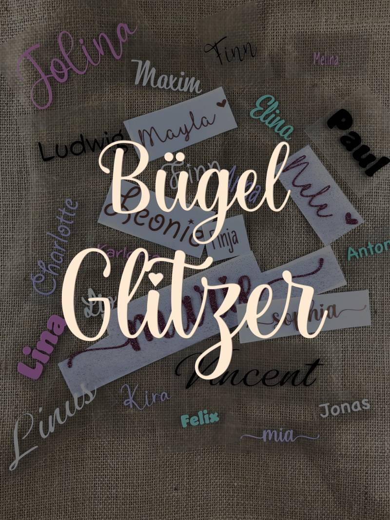 Glitzer Bügelfolie - Personalisierte Bügelaufkleber Mit Name Oder Spruch Glitzer Bügelfolie - Personalisierte Bügelaufkleber Mit Name Oder Spruch von KeinKonzept
