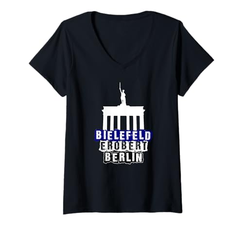 Damen Bielefeld erobert Berlin - Pokalfinale - Pokal T-Shirt mit V-Ausschnitt Damen Bielefeld erobert Berlin - Pokalfinale - Pokal T-Shirt mit V-Ausschnitt von Keine Buxe