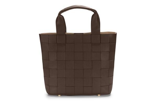 Keine Schwester - Keine Schwester Handtasche, Flechttasche Klara, Dunkelbraun-Gold von Keine Schwester