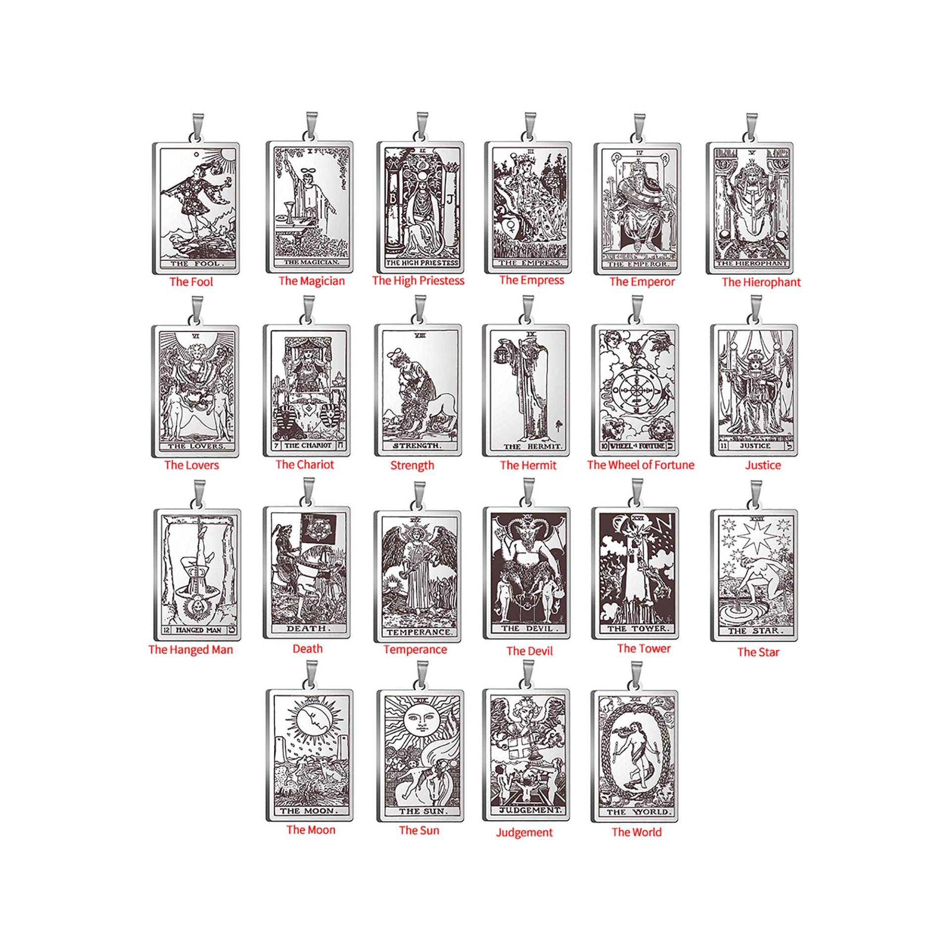 Edelstahl Tarot-Karte Halskette Anhänger, Tarot-Karte Anhänger, Zierliche Tarot Schmuck Charms, Diy Original Zubehör 24x46mm von Kejialai