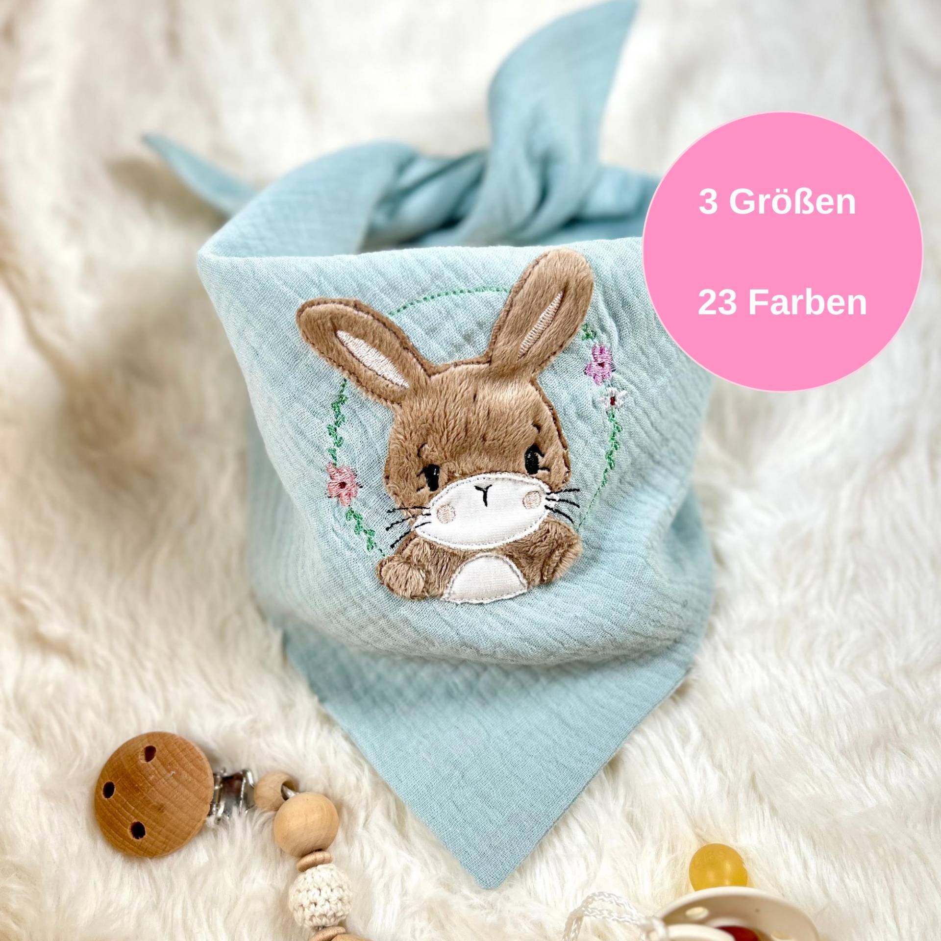 Personalisierbares Musselin-Halstuch Baby & Kind - Bestickt Mit Hase Geschenk Zur Geburt, Taufe Oder Geburtstag Personalisierbares Musselin-Halstuch Baby & Kind - Bestickt Mit Hase Geschenk Zur Geburt, Taufe Oder Geburtstag von Kejki
