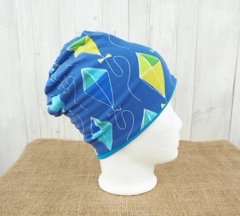 Beanie Kinder Mütze Drachen Strand Blau Türkis 44 Bis 48 cm, Aus Jersey Für Jungen Und Mädchen von Kekero