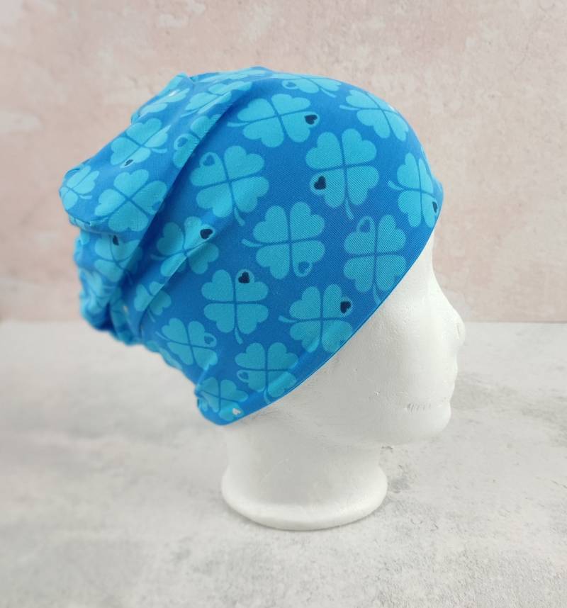 Beanie Kinder Mütze Türkis, Klee Kleeblatt By Graziela Jersey 44 Bis 48 cm Ku von Kekero