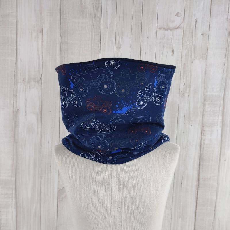 Loop Kinder Monstertrucks Auf Dunkelblau, Warm Gefütterter Schlupfschal von Kekero