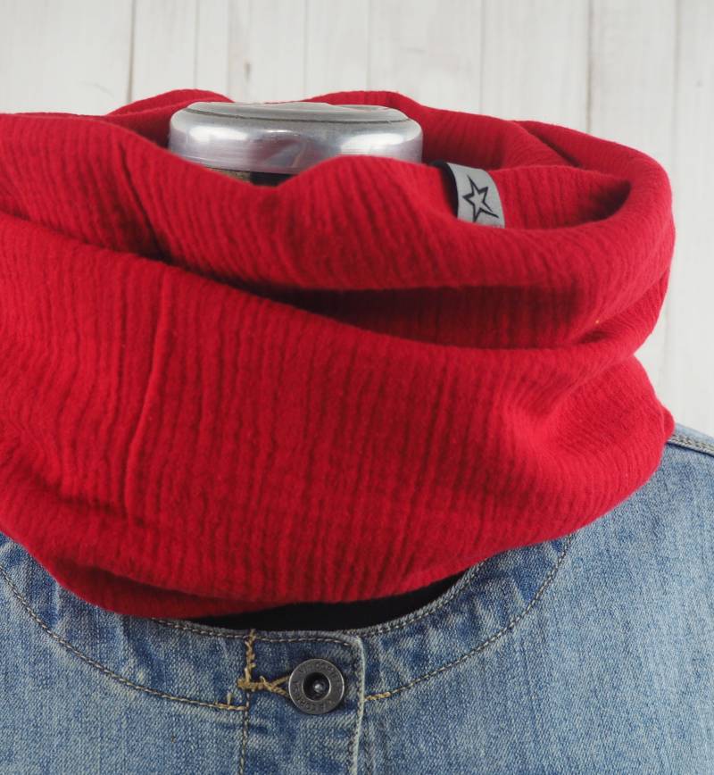 Loop Musselin Damen Loopschal Rot von Kekero