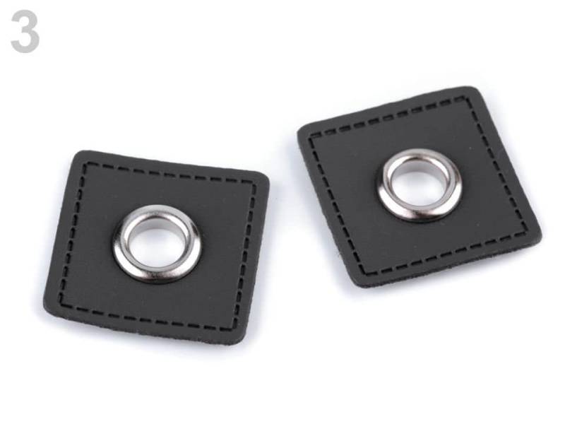 Ösenpatch Kunstleder Matt Anthrazit Silber, Durchmesser Öse 8 Mm, 2 Stück Ösenpatch Kunstleder Matt Anthrazit Silber, Durchmesser Öse 8 Mm, 2 Stück von KekeroStoffe
