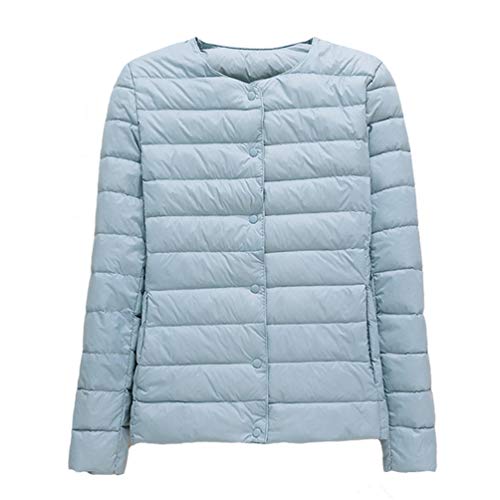 Kekh Leichte Daunenjacke für Damen, Herbst-Winter-warme Daunenjacke für Damen, Kurze, schmal geschnittene, kragenlose, langärmlige Jacke für Damen (Blau 01,L) von Kekh