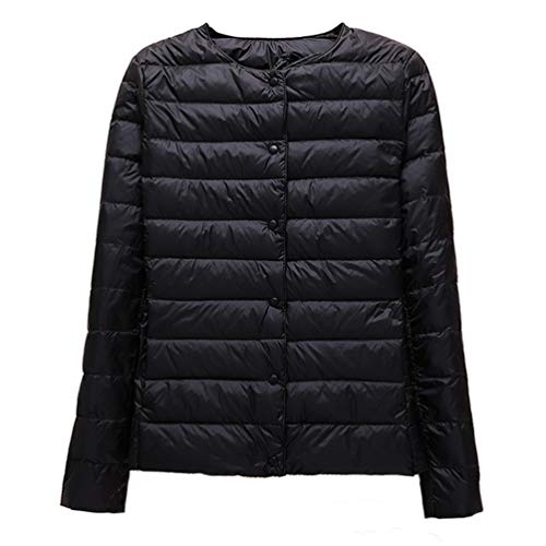 Kekh Leichte Daunenjacke für Damen, Herbst-Winter-warme Daunenjacke für Damen, Kurze, schmal geschnittene, kragenlose, langärmlige Jacke für Damen (Schwarz,XXL) von Kekh