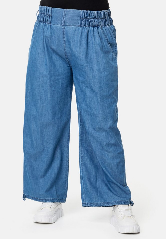 Kekoo Dehnbund-Hose Marlene Hose Weite Hose in Denim Look aus 100% Baumwolle von Kekoo