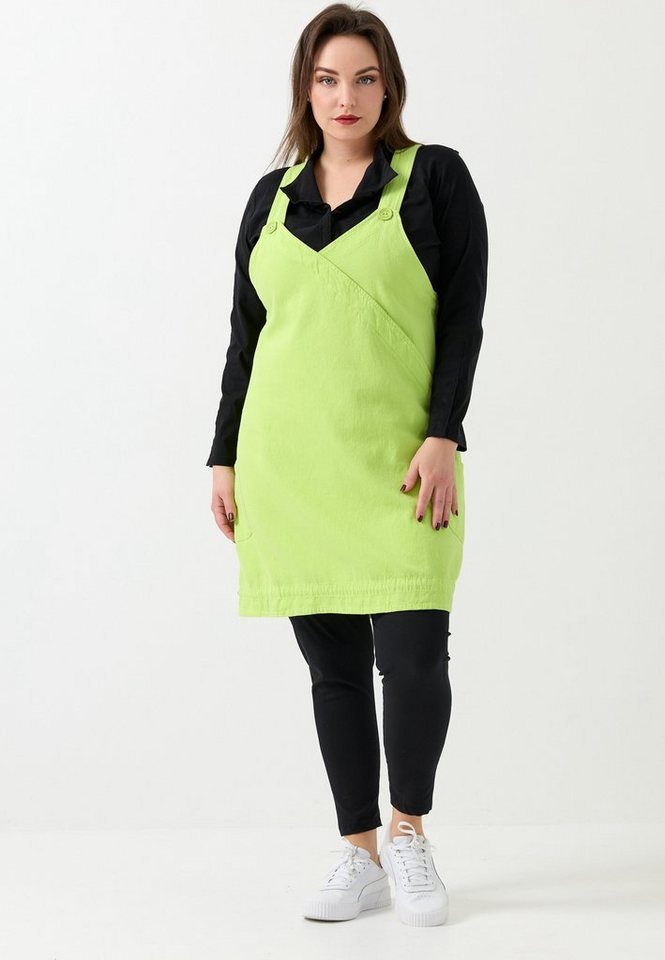 Kekoo Latzkleid A-Linie Kleid aus reiner Baumwolle 'Verde' von Kekoo