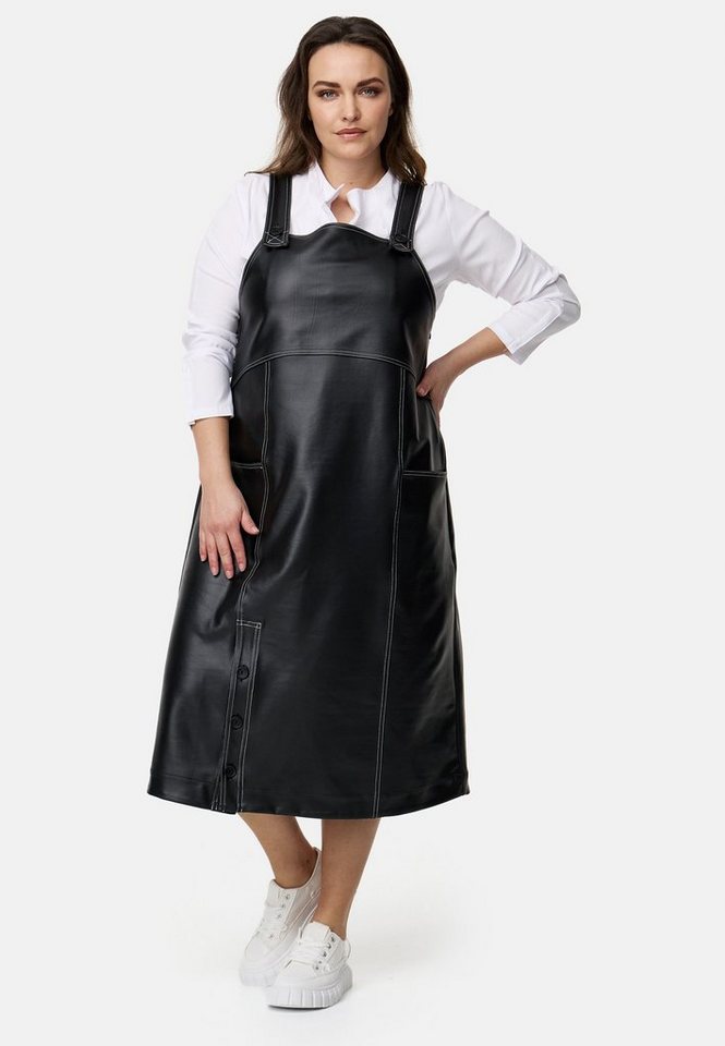 Kekoo Latzkleid Trägerkleid in leder Optik mit Stretch 'Nera' von Kekoo