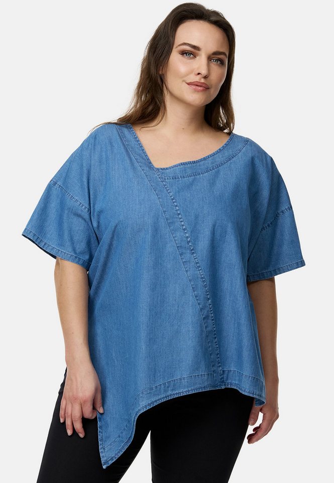 Kekoo Tunikashirt Kurzarm-Shirt in Denim Look aus 100% Baumwolle von Kekoo