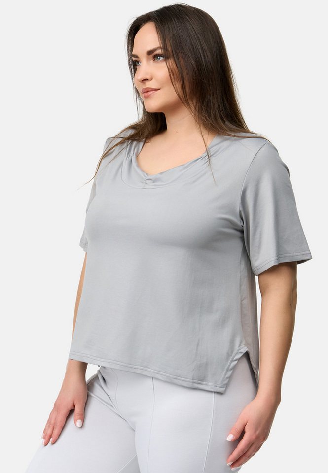 Kekoo Tunikashirt Shirt kurzarm mit Wasserfallausschnitt mit Stretch 'Lara' von Kekoo