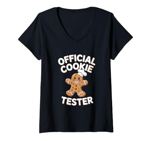 Damen Official Cookie Tester Lebkuchen Weihnachten Bäcker Humor T-Shirt mit V-Ausschnitt Damen Official Cookie Tester Lebkuchen Weihnachten Bäcker Humor T-Shirt mit V-Ausschnitt von Keks Verkoster Lebkuchen Weihnachten Backen