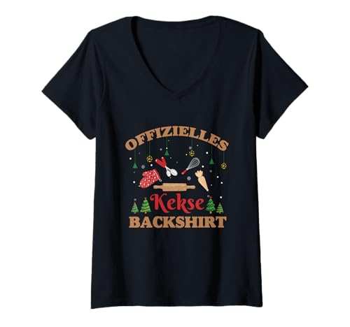 Damen Offizielles Keks Backshirt Kekse Backen T-Shirt mit V-Ausschnitt Damen Offizielles Keks Backshirt Kekse Backen T-Shirt mit V-Ausschnitt von Kekse Backen Zubehör